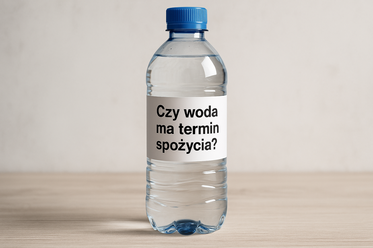 Czy woda ma termin spożycia - butelka z napisem