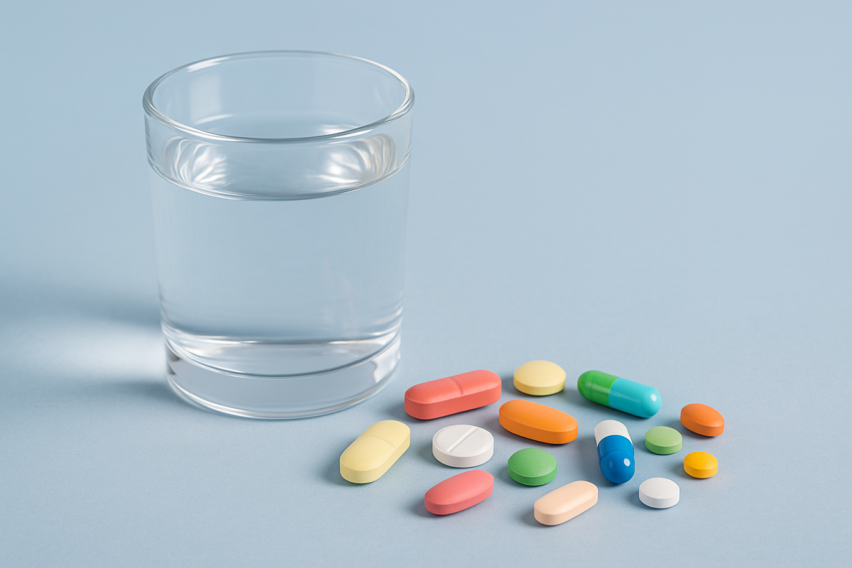 Szklanka wody i farmaceutyki