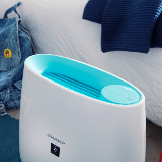 Sharp FP-J30EU-A oczyszczacz powietrza z jonizacją (do 22 m²), błękitny (morski) panel. Oczyszczacz do sypialni.