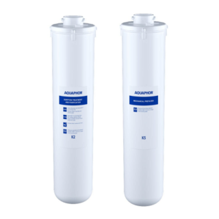 Zestaw promocyjny wymiennych wkładów do filtrów wody Aquaphor.  Wkład K2 + wkład K5. Filtry wymienne na mały serwis Aquaphor Morion.