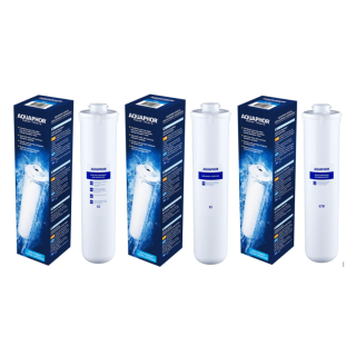 Zestaw wymiennych wkładów do filtrów wody Aquaphor. Wkłady K2, K5, K7M. Zestaw promocyjny wkładów na duży serwis Aquaphor Morion.