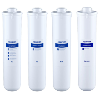 Pełny zestaw wkładów z membraną i mineralizatorem do Aquaphor Morion. Wkłady K2, K5, K7M, RO50S. Zestaw promocyjny.