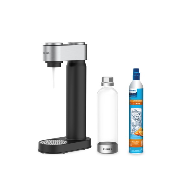 Saturator Philips Soda Maker GoZero - czarny saturator + cylinder CO2 + butelka do gazowania