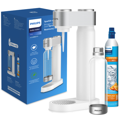 Philips Soda Make GoZero w kolorze biało-srebrnym - zestaw