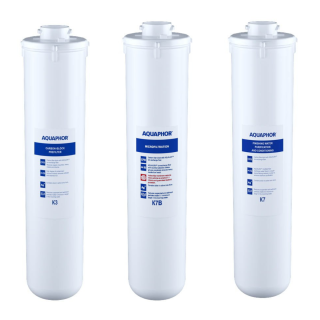 Zestaw wkładów Aquaphor na serwis Aquaphor Kryształ B Eco. Filtry K3, K7B i K7. Komplet filtrów Aquaphor Kryształ B ECO.
