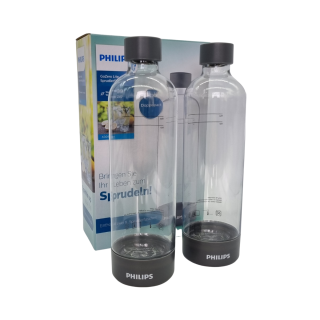 Zapasowe butelki Philips do saturatora. Oryginalne butelki Philips ADD911GR. Butelki przezroczyste z szarym wykończeniem.