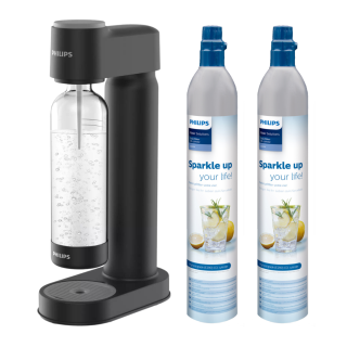 Saturator  Philips kolor czarny. W zestawie 2 butle CO2. Urządzenie do gazowania wody, syfon domowy do wody gazowanej.
