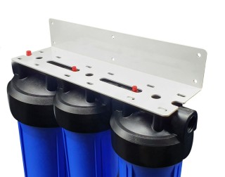 Zestaw filtrów na cały dom. Trzy korpusy BB20 + stelaż montażowy + zestaw wkładów filtrujących. Klucz gratis!