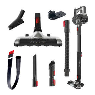 Odkurzacz bezprzewodowy pionowy SHARP SA-VP3501BS Car. Odkurzacz akumulatorowy, stojący z zestawem szczotek do sprzątania samochodu.