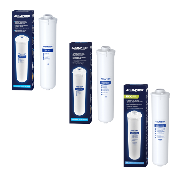 Pełny zestaw wkładów do filtra wody Aquaphor RO202S.  Wkład K1 + K2 + K7BM. Oryginalne filtry wymienne na serwis Aquaphor RO-202S.