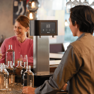 Kran filtrujący BRITA Fill T-Tap. Woda gazowana, schłodzona lub niegazowana do hotelu, biura, restauracji, kawiarni, domu weselnego.