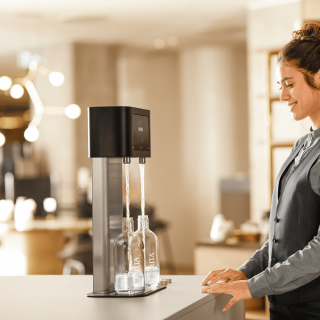 Kran filtrujący BRITA Fill T-Tap. Woda gazowana, schłodzona lub niegazowana do hotelu, biura, restauracji, kawiarni, domu weselnego.