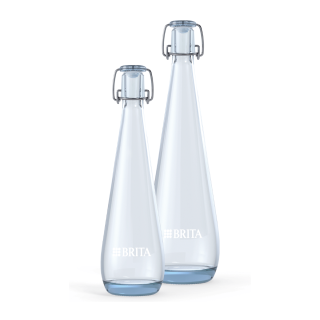 Szklana butelka BRITA Swing. Szkło do gastronomii, hotelu z możliwością personalizacji.