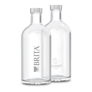 Butelka BRITA Lounge.  Elegancka szklana karafka do restauracji, kawiarni. Szkło personalizowane dla Twojego hotelu, sali konferencyjnej, restauracji.