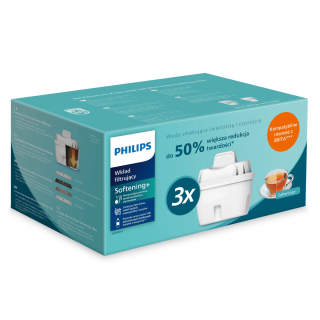 Wkłady filtrujące Philips AWP2303P3 do twardej wody. Zestaw 3 sztuk wkładów Philips. Wkład zmiękczający wodę do dzbanków filtrujących.