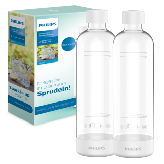 Zapasowe butelki Philips do saturatora. Oryginalne butelki Philips ADD911WH. Butelki przezroczyste z białym wykończeniem.