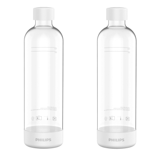 Zapasowe butelki Philips do saturatora. Oryginalne butelki Philips ADD911WH. Butelki przezroczyste z białym wykończeniem.