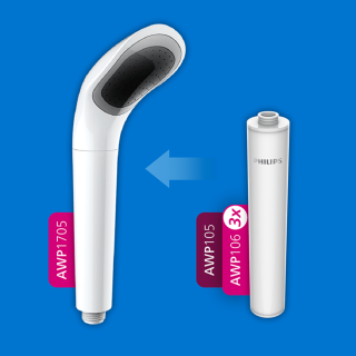 Wkład filtra AWP106 PHILIPS zestaw 3 wkładów. Wkłady filtrujące do słuchawki prysznicowej PHILIPS AWP1705.