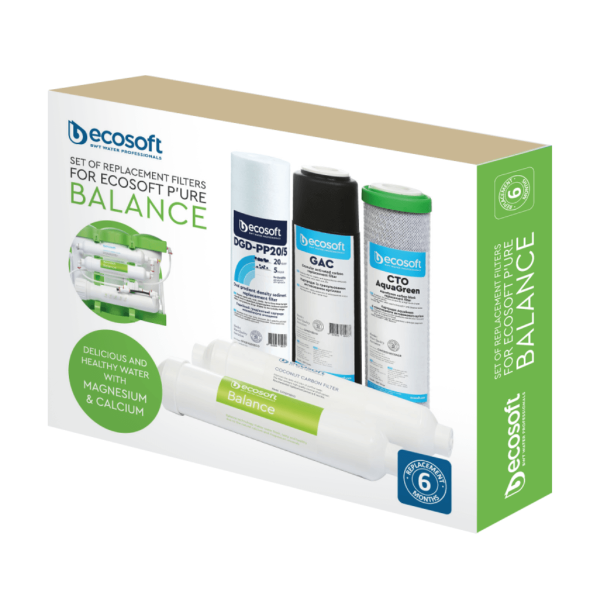 Ecosoft PURE Balance zestaw filtrów wymiennych co 6 miesięcy. Zestaw na półroczny serwis filtra PURE Balance. Ecosoft CHV5PUREBAL.