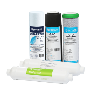 Ecosoft PURE Balance zestaw filtrów wymiennych co 6 miesięcy. Zestaw na półroczny serwis filtra PURE Balance. Ecosoft CHV5PUREBAL.