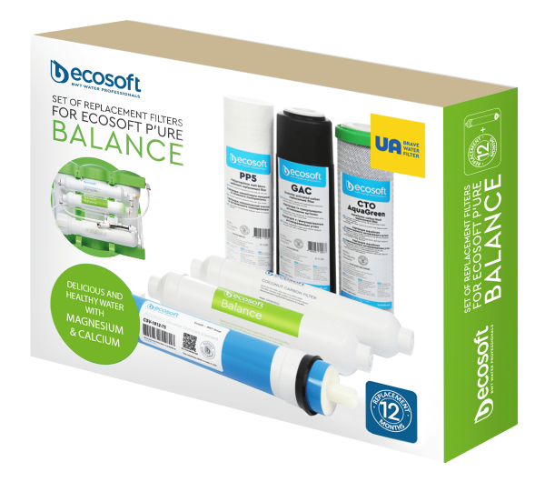 Ecosoft PURE Balance zestaw filtrów wymiennych z membraną. Zestaw na pełny serwis filtra PURE Balance Ecosoft CHV6PUREBAL.