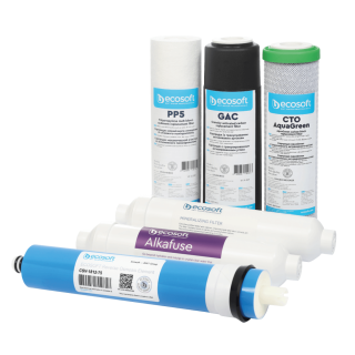 Ecosoft PURE Alkafuse zestaw filtrów wymiennych z membraną. Zestaw na pełny serwis filtra PURE Alkafuse Ecosoft CHV6PUREALC.