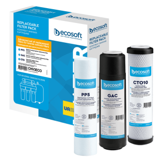 Zaawansowany zestaw filtrów wstępnych do filtra odwróconej osmozy. Zestaw półroczny do osmozy. Ecosoft CHV3ECO