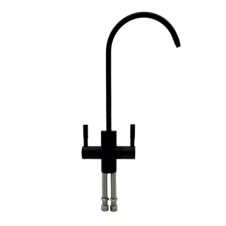 Kran podwójny do dwóch rodzajów wody w kolorze czarny mat. Bateria podwójna do filtra odwróconej osmozy