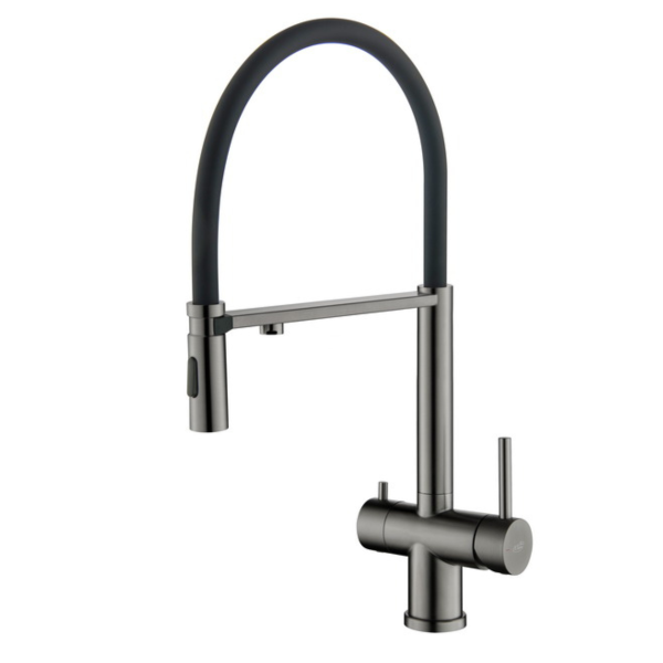 Blue Water Tusar - bateria trójdrożna z wyciąganym kranem grafit (gun metal)