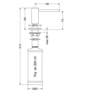 dozownik z ukrytym pojemnikiem na płyn