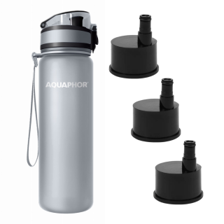 butelka szara aquaphor z zestawem 3 filtrów wymiennych