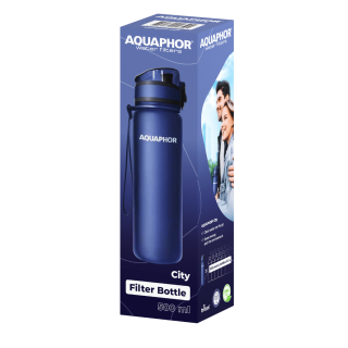 wygodna granatowa butelka na wodę aquaphor city