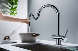 Blue Water Cyrus - bateria trójdrożna z wyciąganym kranem