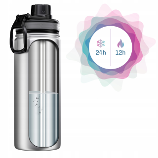 butelka termiczna w kolorze srebnym
