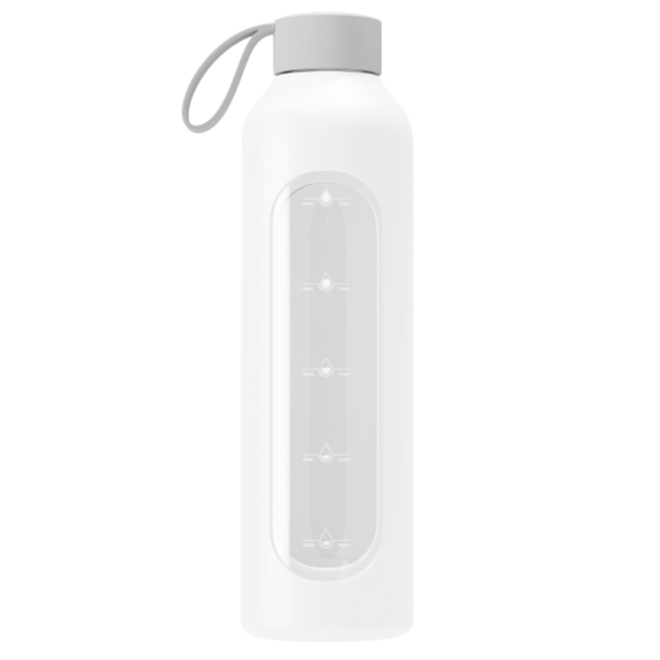 Butelka na wodę WESSPER - szklana butelka w silikonowym etui - biała 1000 ml