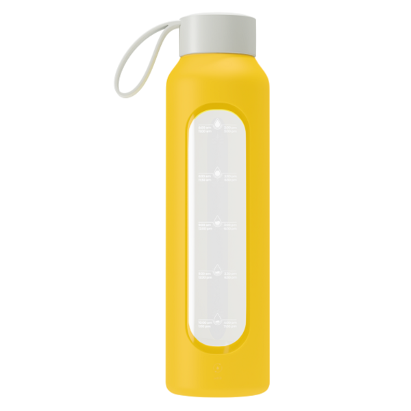 Butelka na wodę WESSPER - szklana butelka w silikonowym etui - żółta 500 ml