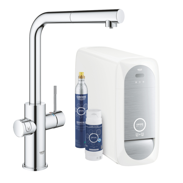 GROHE Blue Home - zestaw z filtrem i wyciąganą baterią w kształcie L