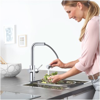 GROHE Blue Home - zestaw z filtrem i wyciąganą baterią w kształcie L