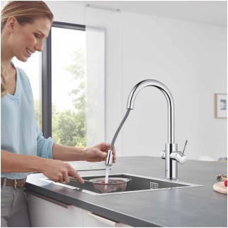 GROHE Blue Home - zestaw z filtrem i wyciąganą baterią w kształcie C