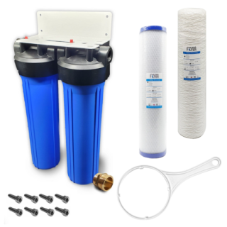 Kompletny zestaw filtracji BB20. Dwa korpusy + wkłady węglowy i sznurkowy