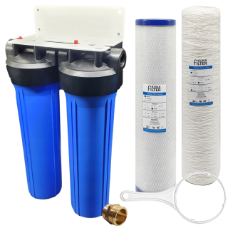 Kompletny zestaw filtracji BB20. Dwa korpusy + wkłady węglowy i sznurkowy