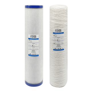 Kompletny zestaw filtracji BB20. Dwa korpusy + wkłady węglowy i sznurkowy