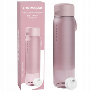 butelka na wodę 1 litr wessper w kolorze różowym