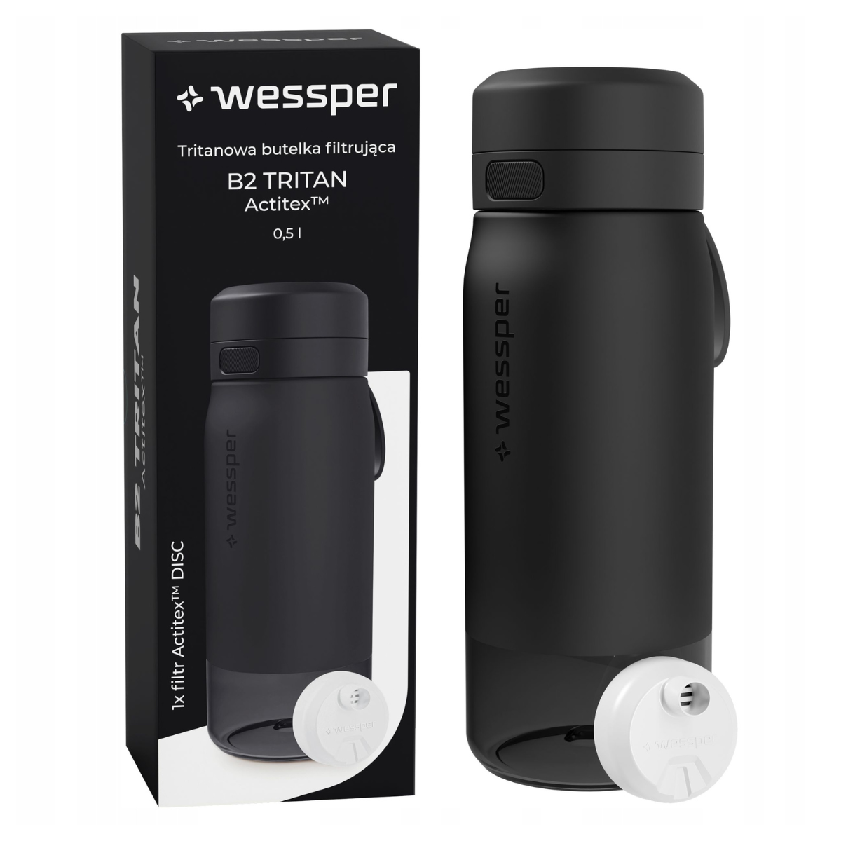 WESSPER - butelka filtrująca z tritanu czarna