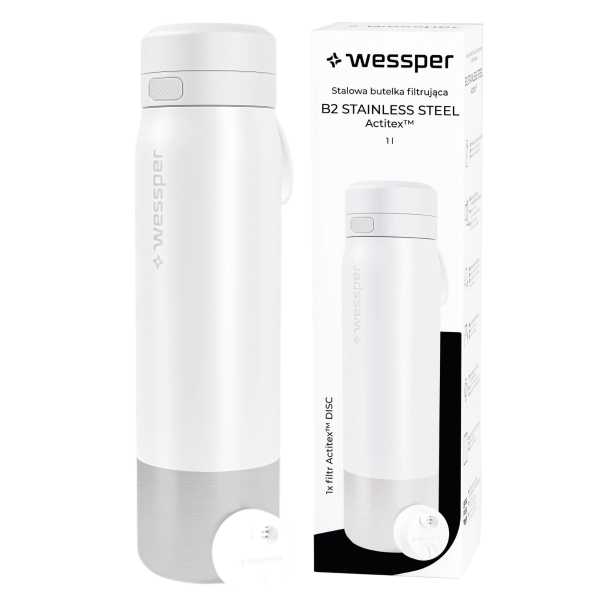 WESSPER - butelka filtrująca ze stali nierdzewnej biała