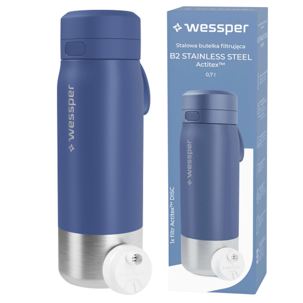 WESSPER - butelka filtrująca ze stali nierdzewnej niebieska