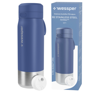 WESSPER - butelka filtrująca ze stali nierdzewnej niebieska
