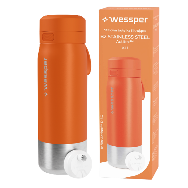 WESSPER - butelka filtrująca ze stali nierdzewnej pomarańczowa