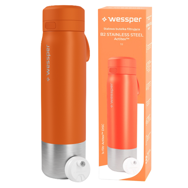 WESSPER - butelka filtrująca ze stali nierdzewnej pomarańczowa