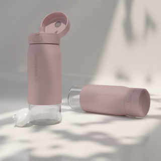 WESSPER - szklana butelka filtrująca różowa